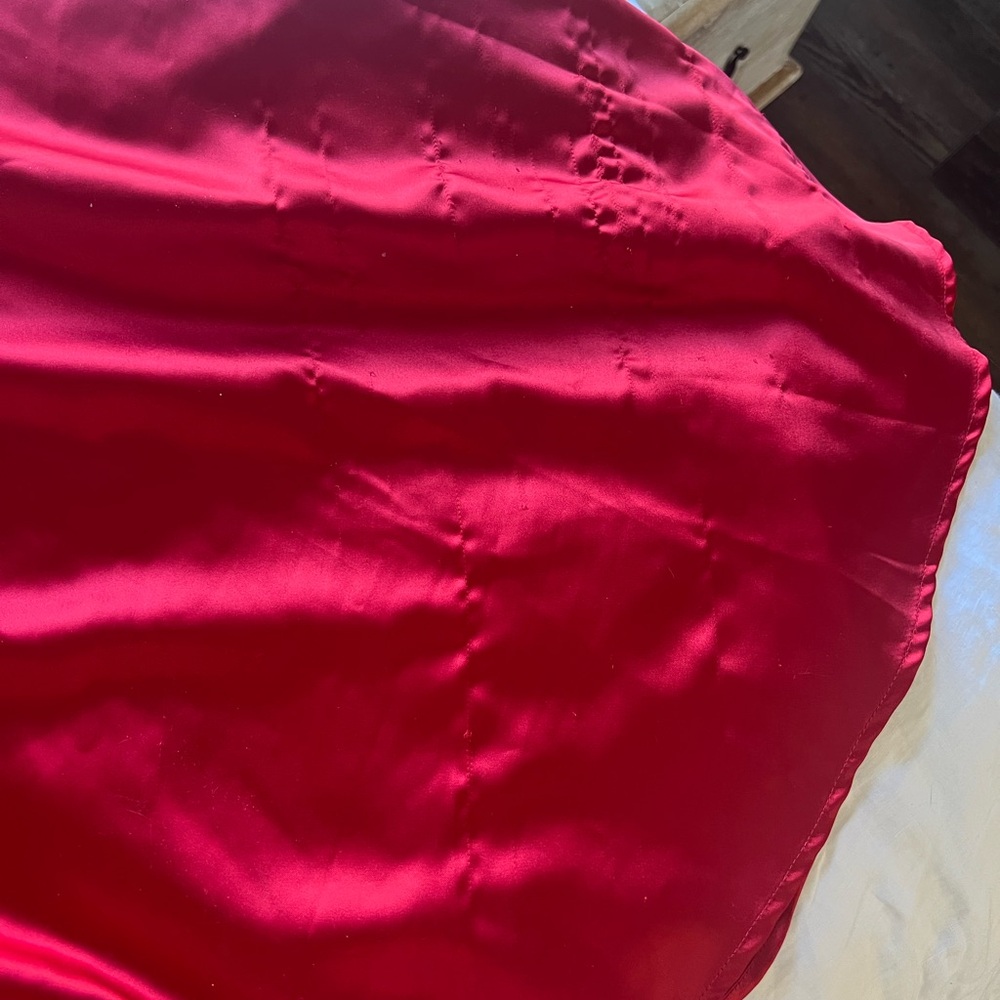 Commense Backless Satin Cowl Neck Red Maxi Dress - Snag at Hem - Picture 5 of 8
